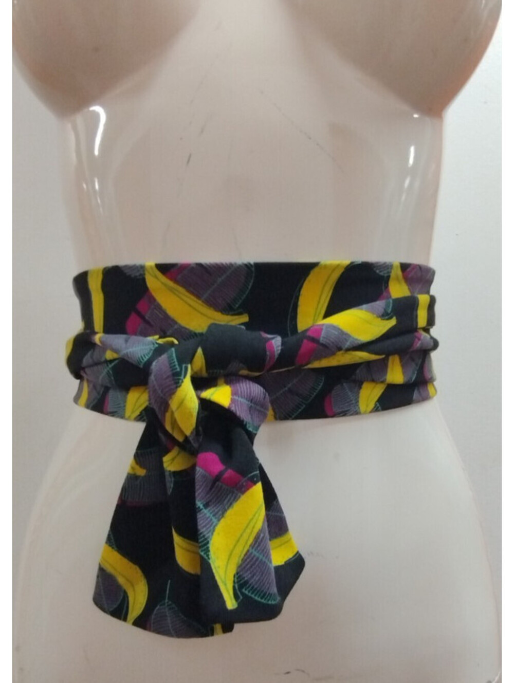 Stretch Cloth Jersey Sash Belt M/L Bananas Headband 3d Feathers POP ART BANANAS